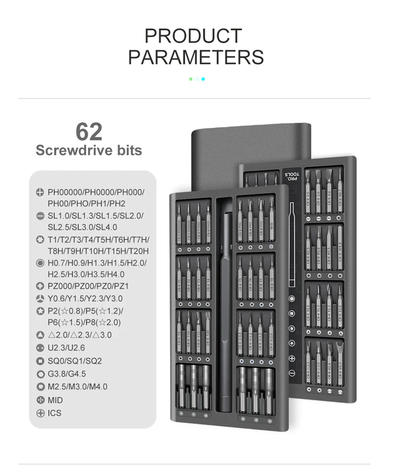 63 In 1 Screwdriver Set Precision Magnetic Screw Driver Bits Torx Hex Bit Handle Mobile Phone Repair Screwdrive Kit Tools