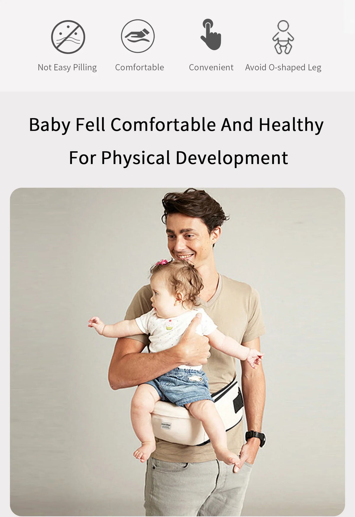 Adjustable Front Facing Baby Carrier Waist Stool with Hipseat Belt for Kids Infant Walkers Sling Hold Waist Belt Backpack