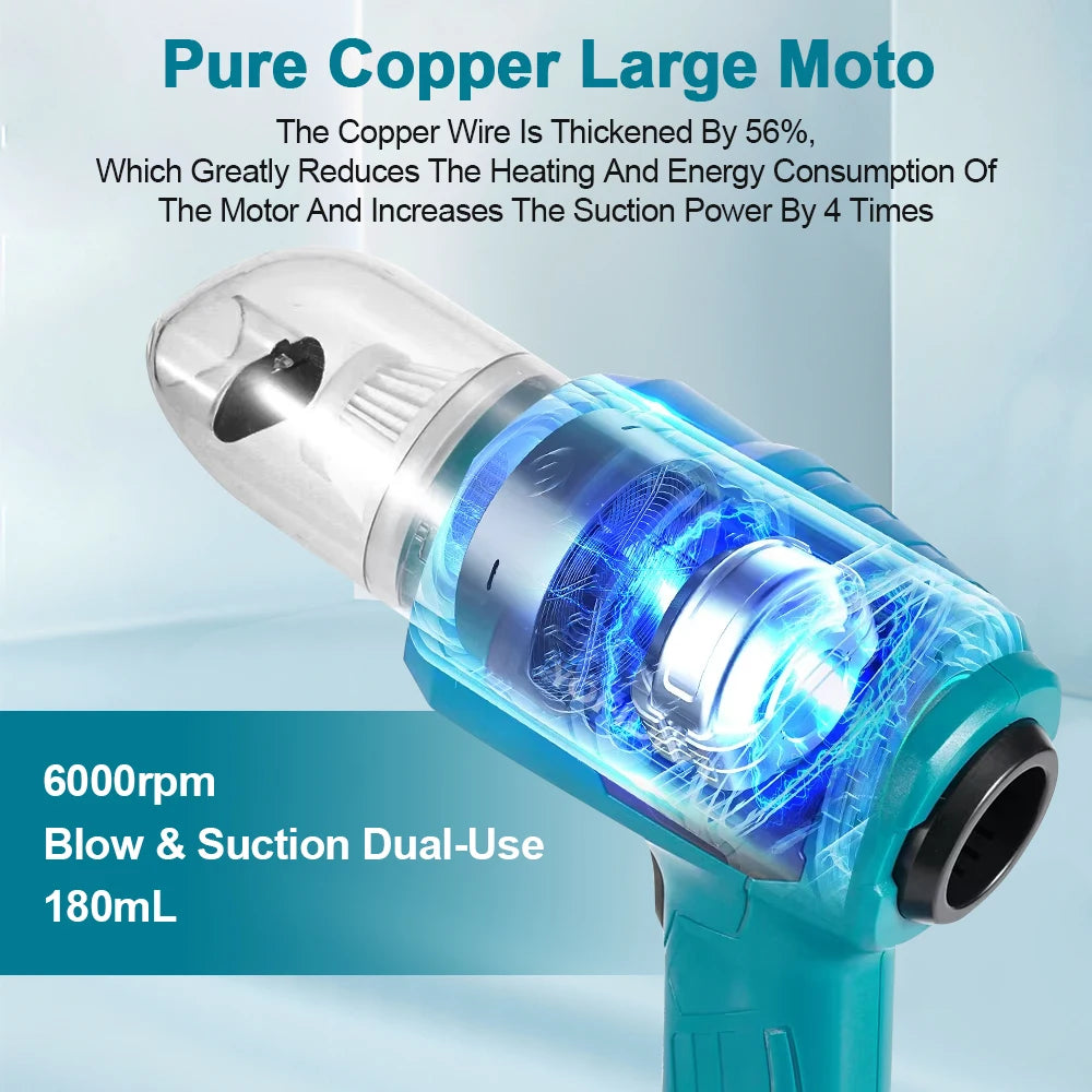 Cordless Car Vacuum Cleaner Rechargeable Auto Vacuum Cleaner Handheld Home Carpet Pets Hair Blowing Tools for Makita 18V Battery