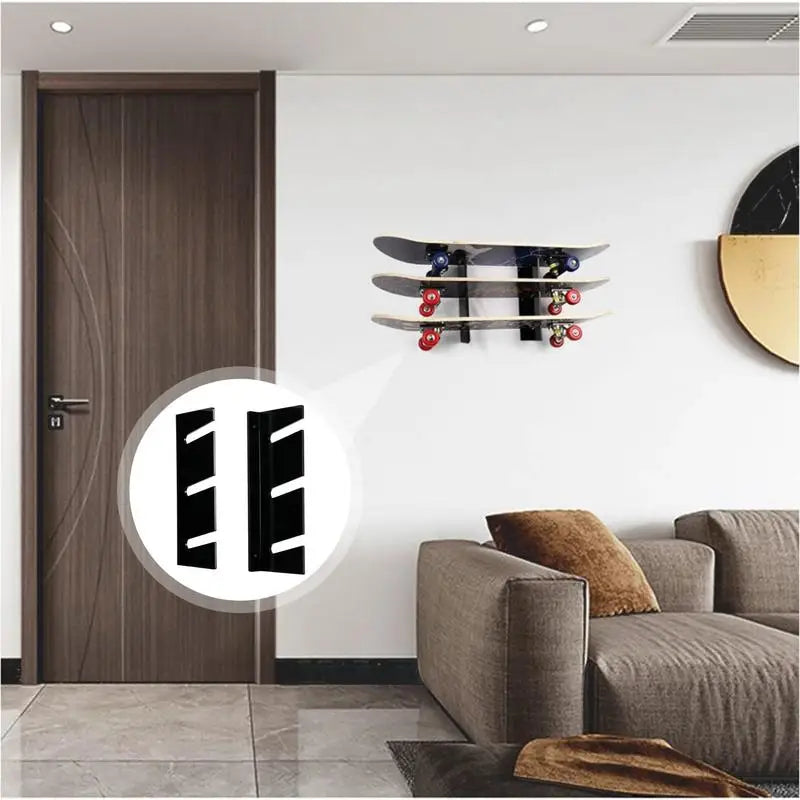 Skateboard Organizer Snowboard Storage Rack Wall Mounted Wall Mounted 3-Tiers Acrylic Snowboard Storage Fitness Equipment