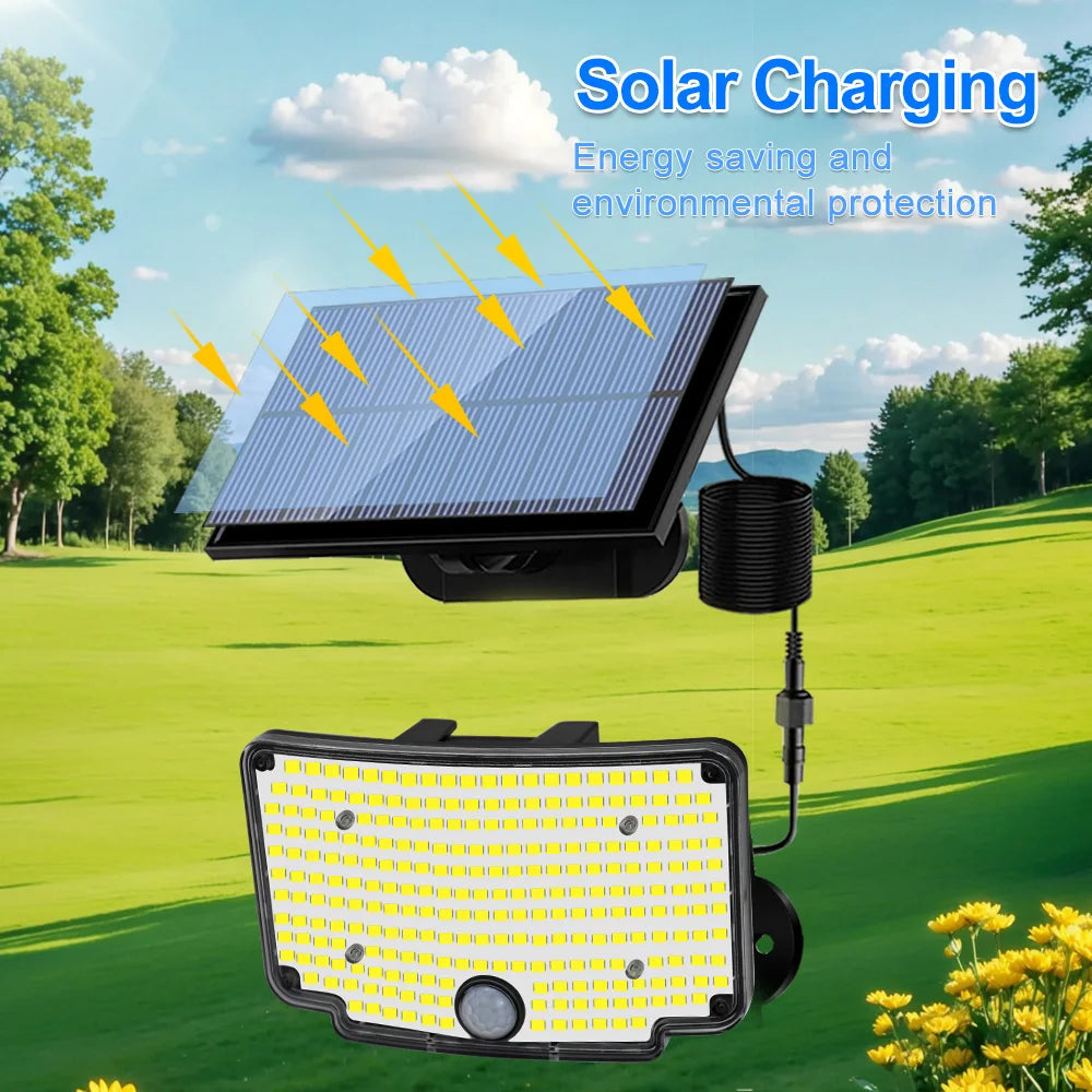 254/243LED Outdoor Solar Lights Garden Solar Powered Security Light Flood Light Motion Sensor 3 Mode Waterproof Garden Shed Yard