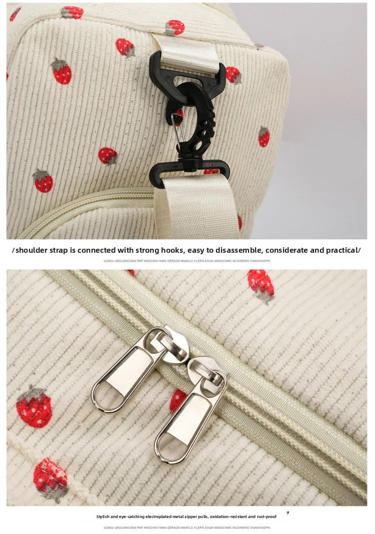 Corduroy Mommy Bag Large Capacity Waterproof Baby Diaper Bags Stroller Nappy Organizer Travel Carry Shoe Maternity Tote Bags