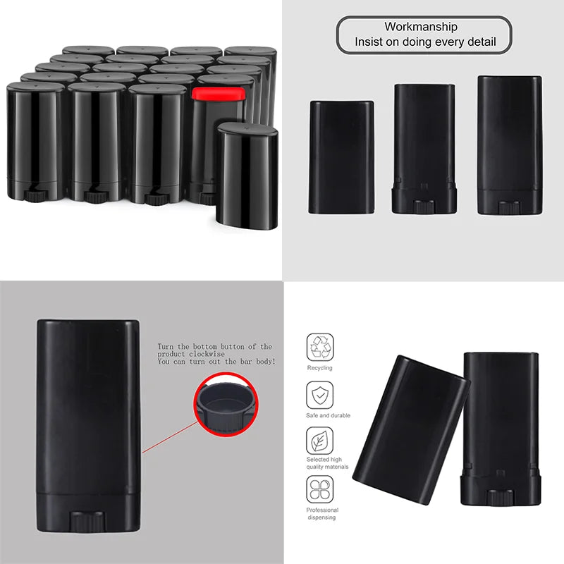 50pcs 15g Plastic Oval Lip Balm Tubes Travel Deodorant Containers Perfume Homemade Solid Lotion Portable Makeup Lipstick Tubes