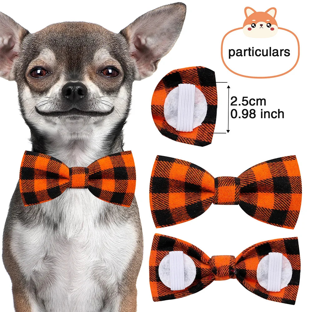 50pcs Cotton Glaid Dog Bowtie Sliding Pet Dog Collar Bow Bulk Small Doga CataBow Tie For Dogs Pets Grooming Dog Accessories