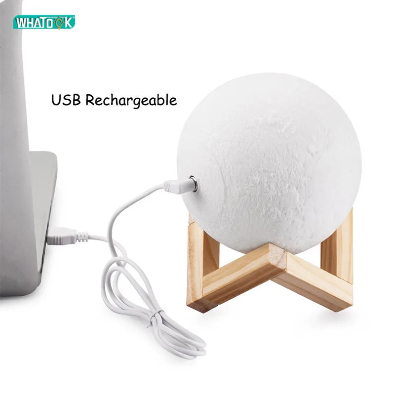 3D Print Moon Lamp Rechargeable Color Change 3D Light Touch Moon Lamp Children's Lights Night Lamp LED Night Light for Home 2024