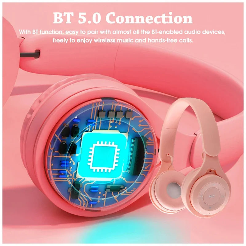 Y08 Macaron Wireless Bluetooth Headband Headphones with Mic Stereo Gaming Headset Gamer Girl Gift for Mobile Tablet