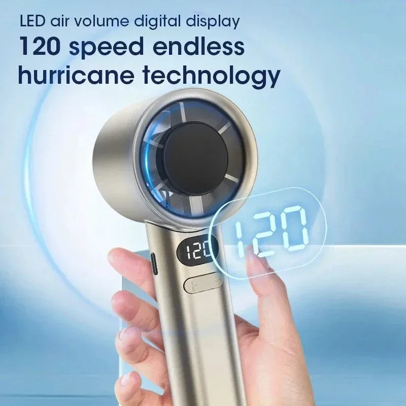 Mini Handheld Fan Portable Personal Highspeed Fans With Power Display USB Rechargeable 120 Wind Speeds Mini Handheld Fan