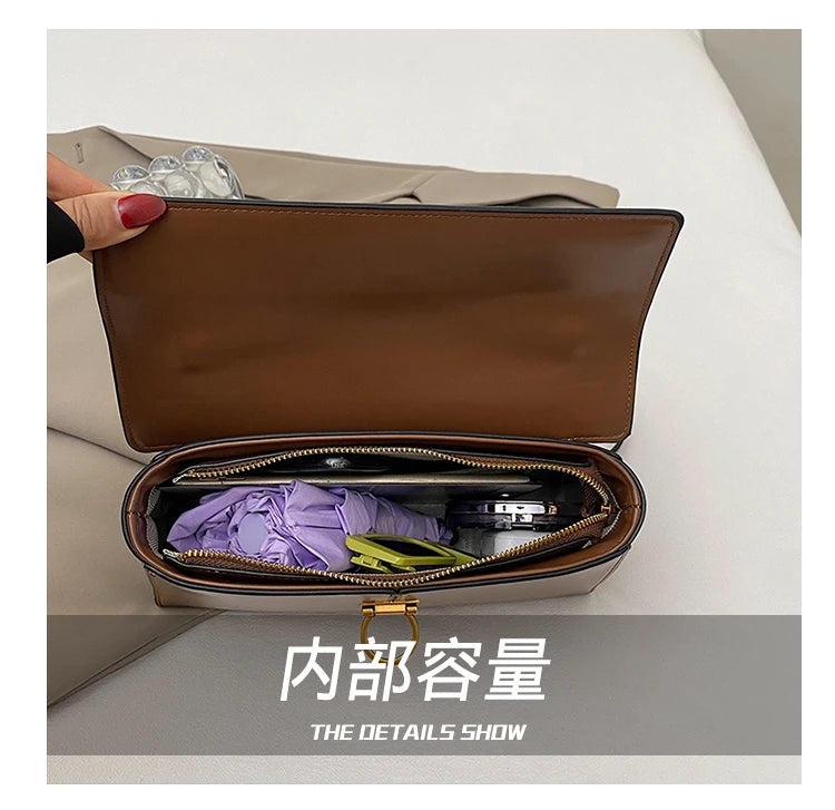 2025 New Classic Style Solid PU Square Shoulder & Crossbody Bags High Quality Sense of Luxury Simple Commute Handbags for Women