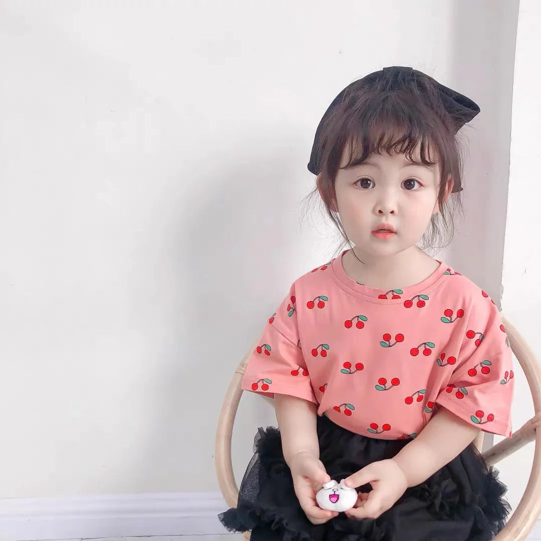 Baby Girls Boys Short Sleeved T-shirt Kids Cotton Top Tees Toddler Cartoon Print Shirts Summer Children's Clothing Korean Style