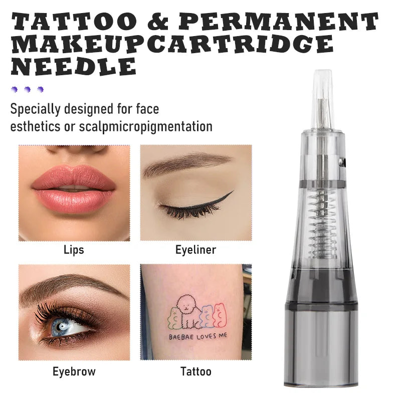 20PC Tattoo Needles Microblading Cartridge  Disposable Safety Sterilized For Micropigmentation Eyebrow Tattoo Accessori