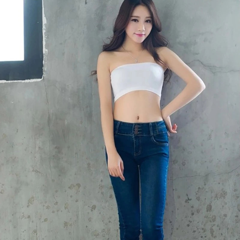 Summer Women Sexy Tube Top Strapless Bandeau Sleeveless Sports Bra Underwear Wrap Chest Soft Comfortable Tube Tops For Lady Girl