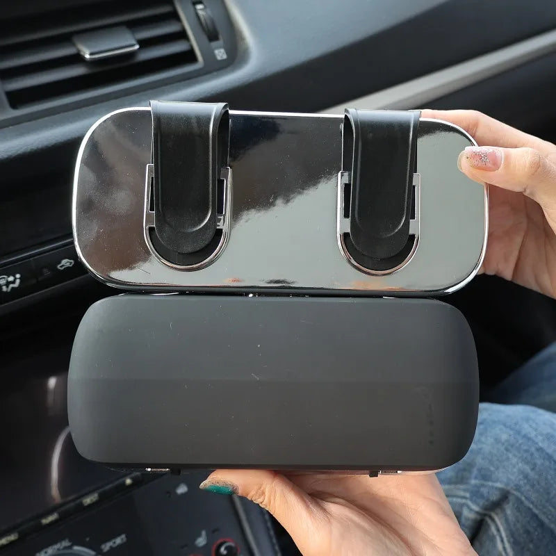 Portable Car Sunglasses Case Holder Sun Visor Clip Storage Box Organizer Glasses Cage Auto Interior Accessories Universal Parts