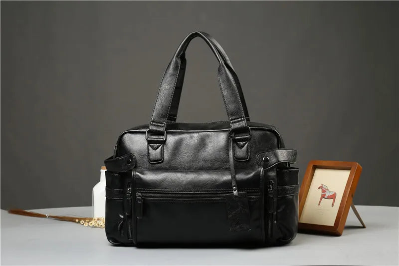 Luxury Crossbody Bags Men Handbag Large Capacity Travel Tote Soft PU Leather Business Men's Crossbody Bag Shoulder Messenger Bag