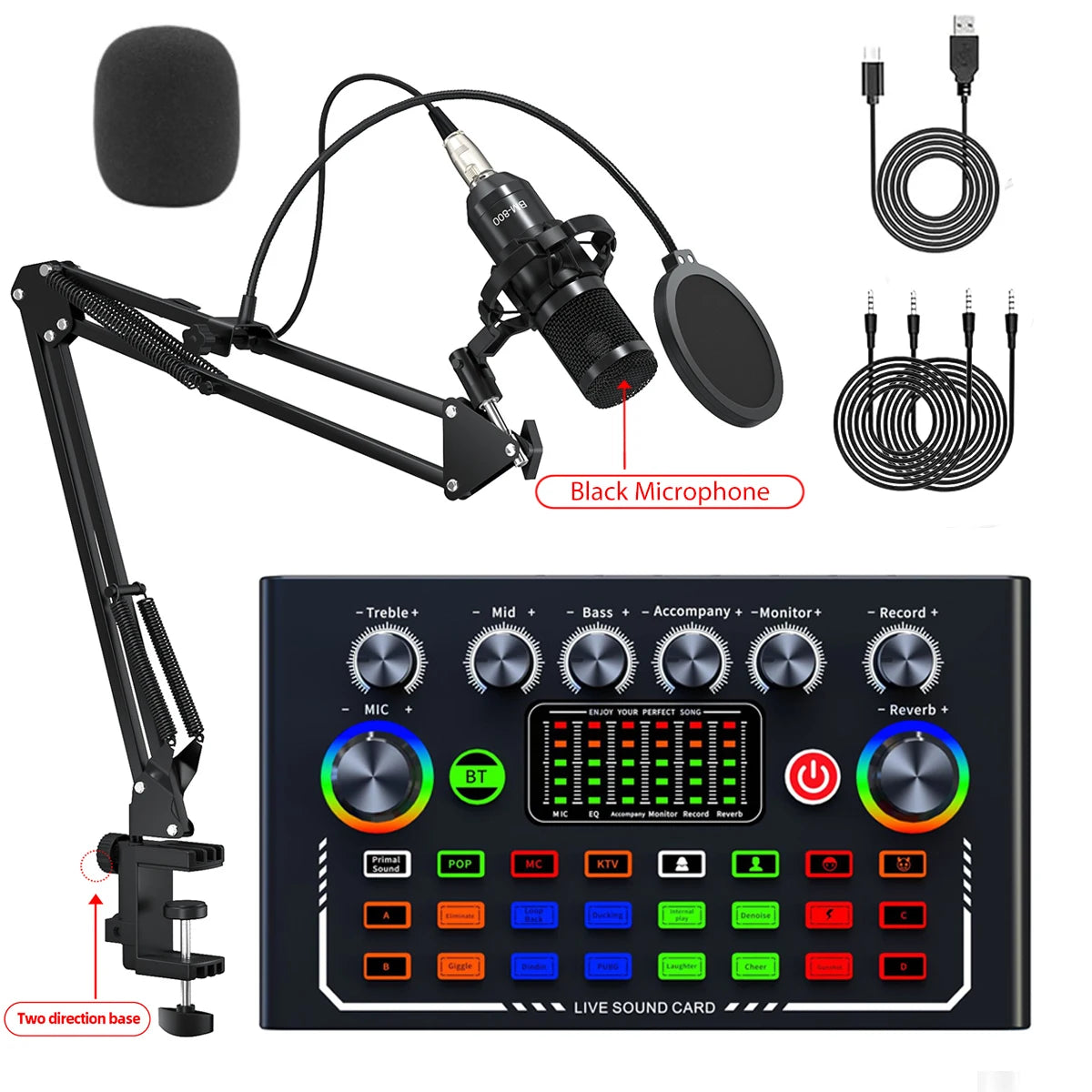 F009 Live Sound Card Podcast Equipment With BM-800 Microphone Live Broadcast Set For Audio Recording Youtube Live Streaming