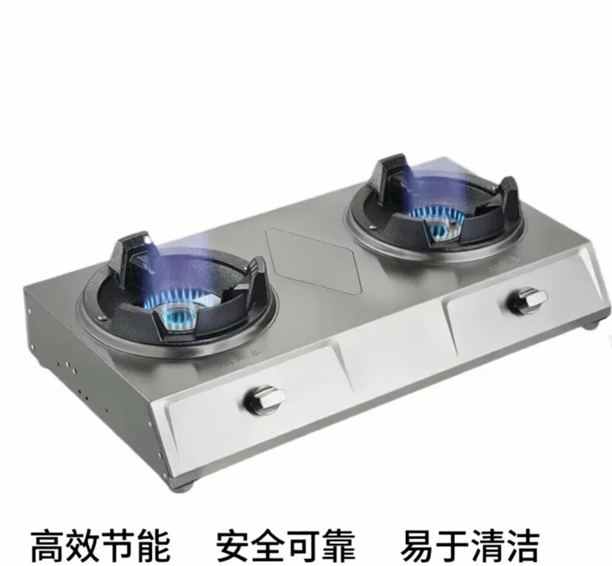 Single Double Burner Stainless Steel Gas Stove High Pressure LPG Commercial Home Cooking IAA