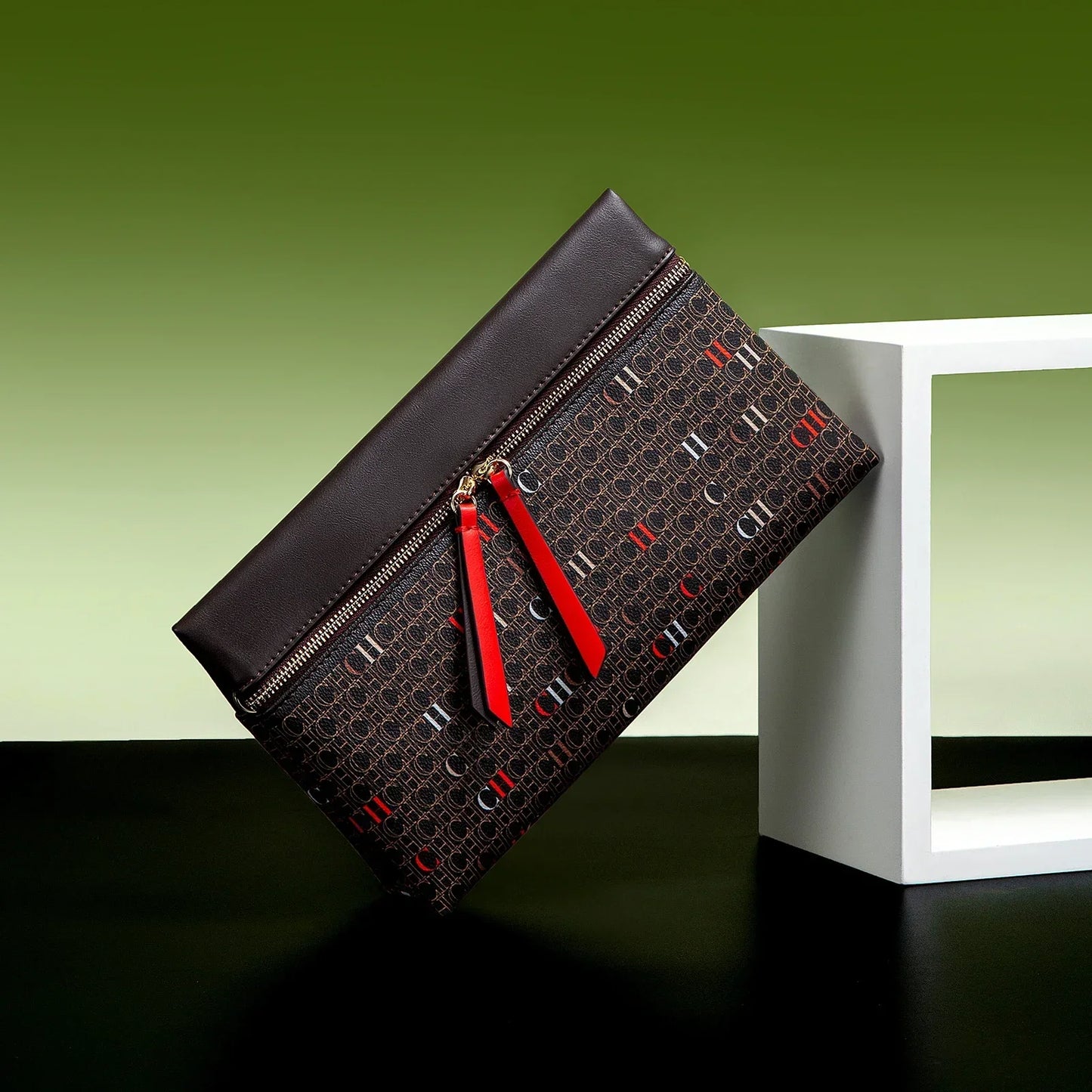 CH Clutch Bag Women Colorful Logo Print Zipper Evening Purse PU Leather Top Flap Handbag For Party Wedding Bolsos