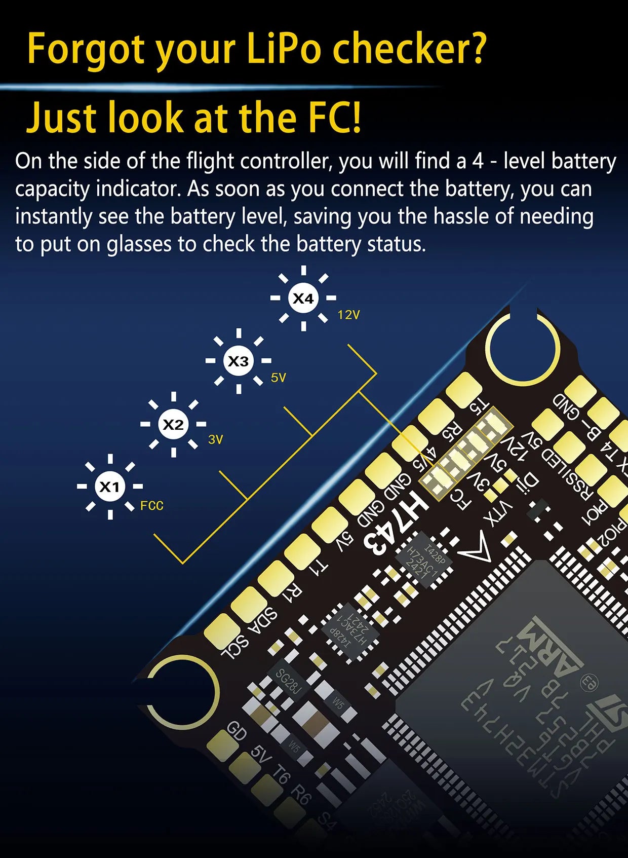 DAKEFPV H743 100A/120A stacked ICM42688P H743 flight control module BLHELI_S 120A 4-in-1 ESC 30.5X30.5 millimeters.