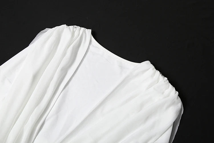 Sisterlinda Shawl Patchwork Dress Women Swing Bandage Ruched New Style Sexy Evening Prom Party Stretch Slim Elegant Maxi Bodycon