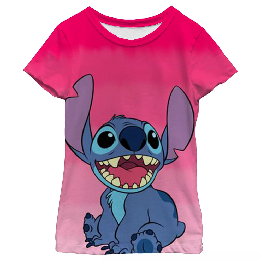 New Kawaii Lilo Stitch Cartoon T Shirt Children Kids Stitch Cute Manga T-shirt Y2k Graphic Tshirt Girl Boy Top Tees Lilo Stich