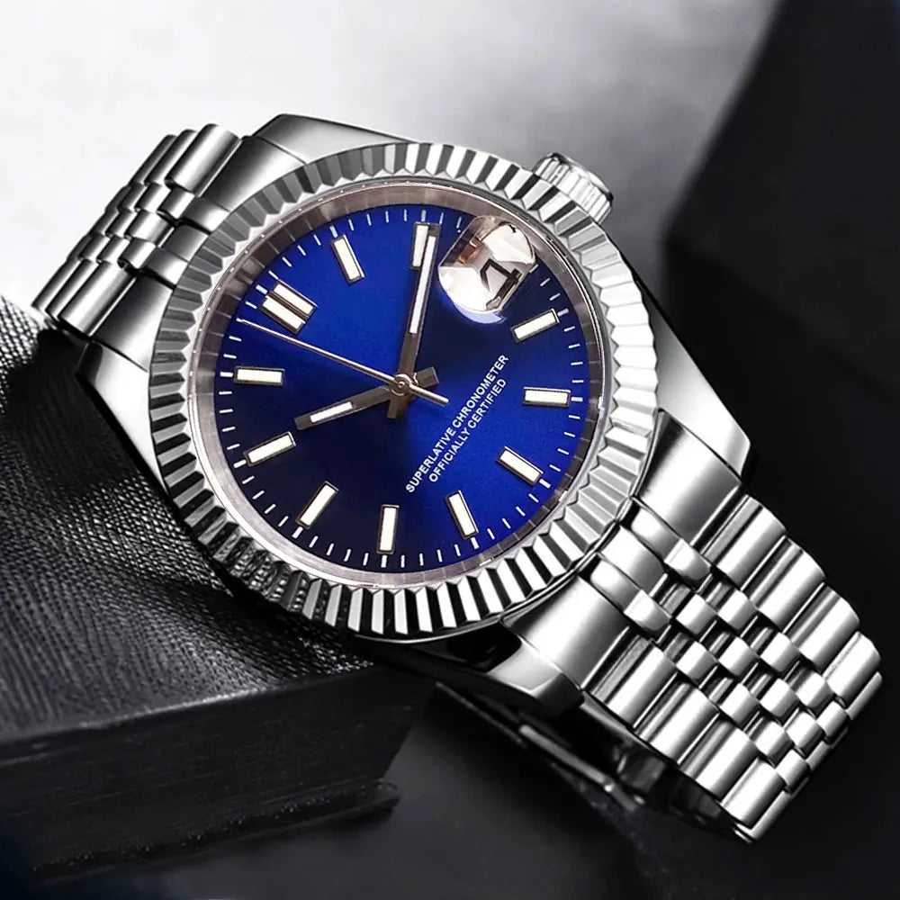 Tandorio New Round Sapphire Glass 200m Waterproof Black Sunbrust Dial Japan NH35A Automatic Mechanical Movement Men's Watch