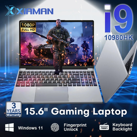 Xiaman 15.6 inch Gaming Laptop Computer intel Core i9 10980HK Notebook PC 16GB RAM 1TB SSD Windows 11 Pro i9 Laptop PC Gamer
