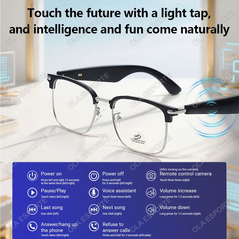 Smart Glasses AI Intelligent Translation Bluetooth Glasses Real-time Simultaneous Interpretation Headset Anti Blue Light 2025