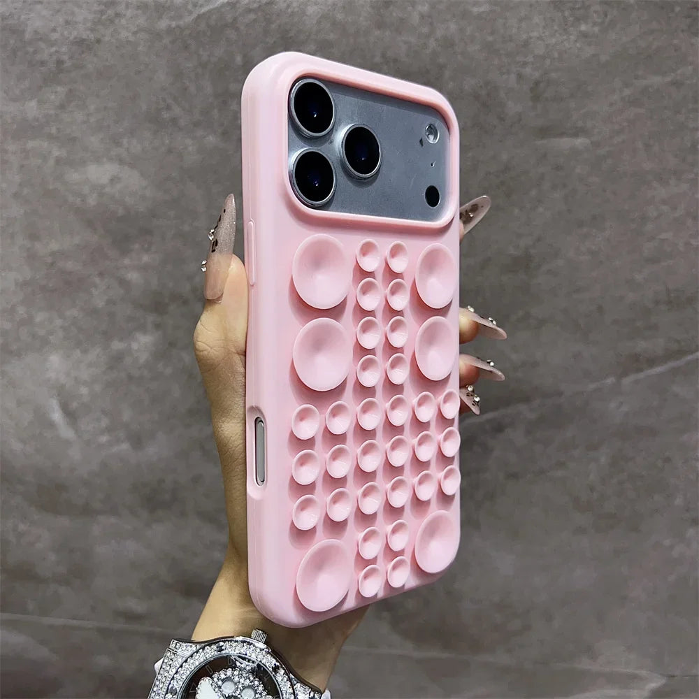 Circular Suction Cup Silicone Phone Case for iPhone 17 16 Pro 15 14 13 Max Adsorption Strong Multi Function Shockproof Cover