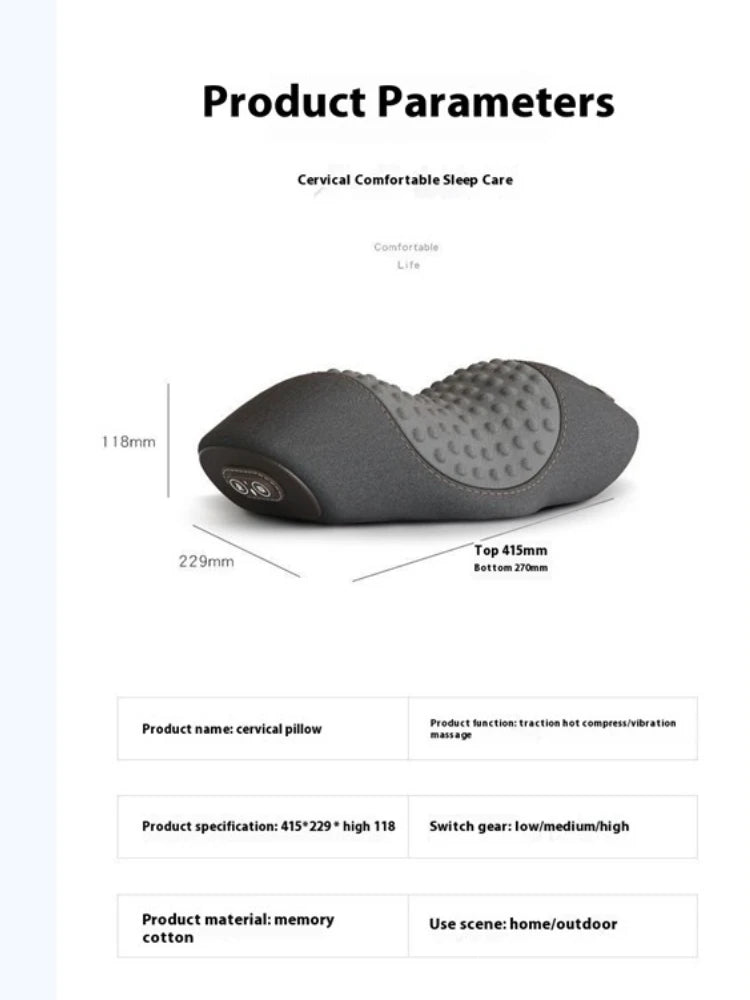 Electric Neck Massager Neck Pillow, Hot Compress, Neck Stretching, Heating Vibration, Shoulder Massage Pillow, Back Traction