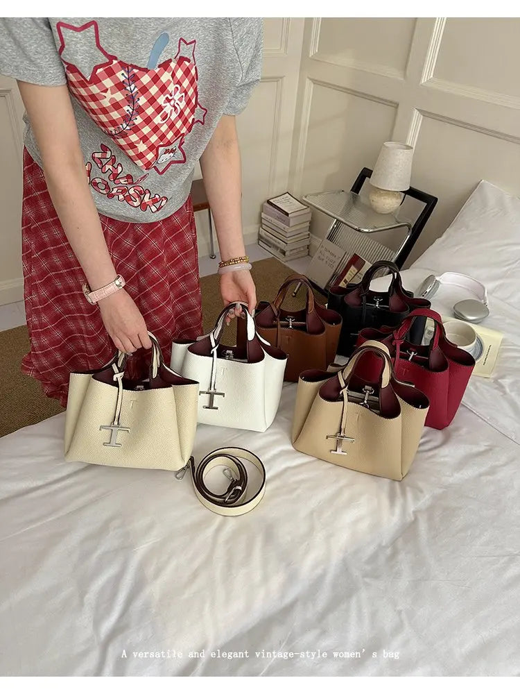 Unique High-End Leather Diaper Bag: Elegant Crossbody Messenger Bag For Women With Vintage Designer Look And Large Capacity
