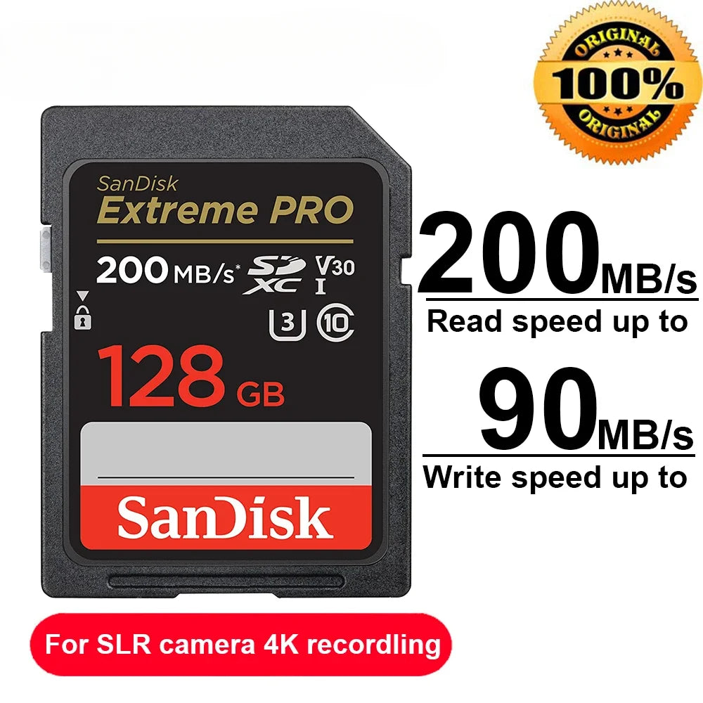 Original Extreme PRO U3 4K 6K 8K C10 V30 V60 V90 SDHC Memory Card SD UHD Video SDXC sd Card UHS-I UHS-II for SLR 3D Canon Camera