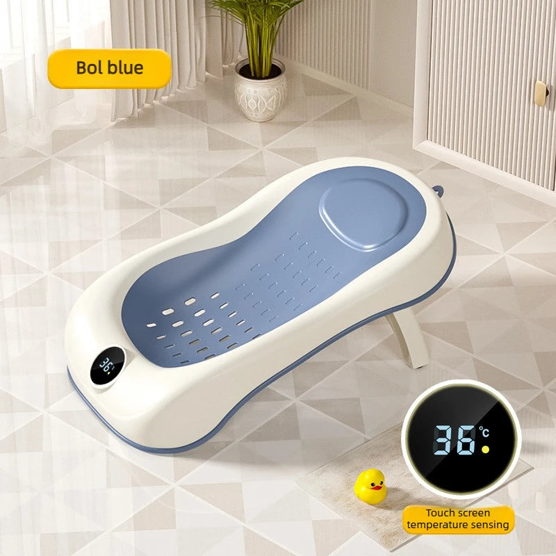 Parent Helper Universal Non-Slip Bath Net, Newborn Bath Lying Rack Baby Convertible Sit-Lie Bath Bed Temperature Sensing
