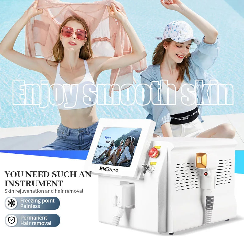 Diode Laser Hair Removal Equipment Freezing Point Painless And Safe Hair Removal System 3 Wavelength 755nm 808nm 1064nm HOT