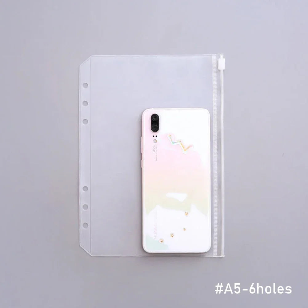 1PCS/LOT A5/A6/A7 Storage Bag School Office Supply Transparent Loose sheet Notebook zipper Self-sealing File Holder