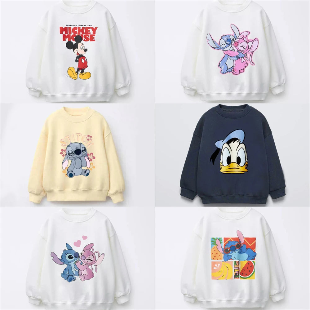Kids Cartoon Fashion Costume Girls New Round Neck Tops Printed Long Sleeve Autumn Wear Toddler Boys Loose Thin Sweatshirts