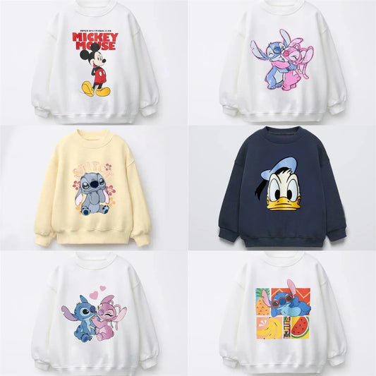Kids Cartoon Fashion Costume Girls New Round Neck Tops Printed Long Sleeve Autumn Wear Toddler Boys Loose Thin Sweatshirts