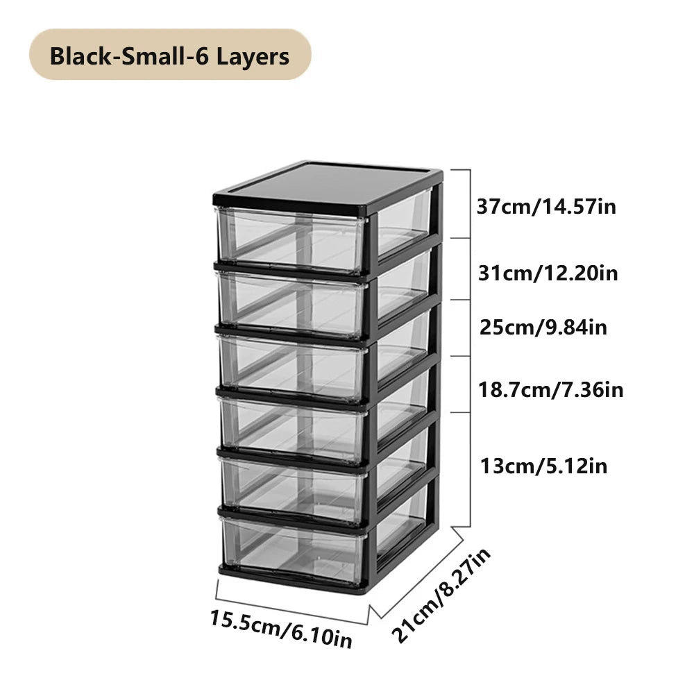 Desktop Storage Box with Drawers 2-6 Layers - Heightened Table Organizer for Office Home