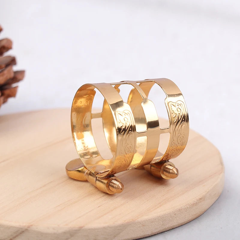 {QTG333} Double Screw Adjustment Saxophone Ligature Gold Color Copper Compact Durable For Alto Sax Saxophone Ligature Fastener