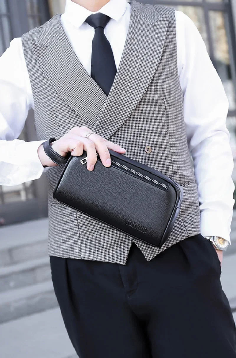 High Quality Genuine Leather Men Clutch Bags Fashion Business Clutches Card Pack Phone Coin Purses Travel Anti-theft Wallet Male