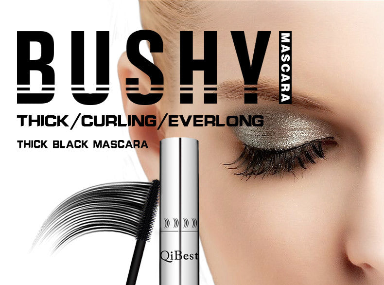 Qibest Silver Tube Mascara Waterproof Long & Curling Black Eyelashes Easy Removal No Dizziness Everlastingly Lasting