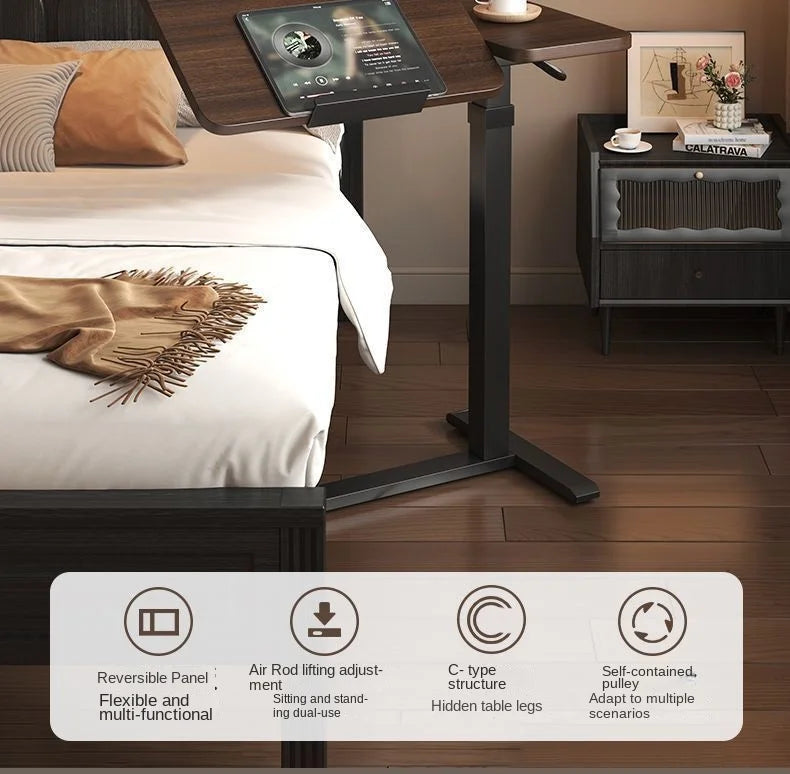 Folding bedside table pneumatic lift table mobile study table computer table office desk lazy dining table
