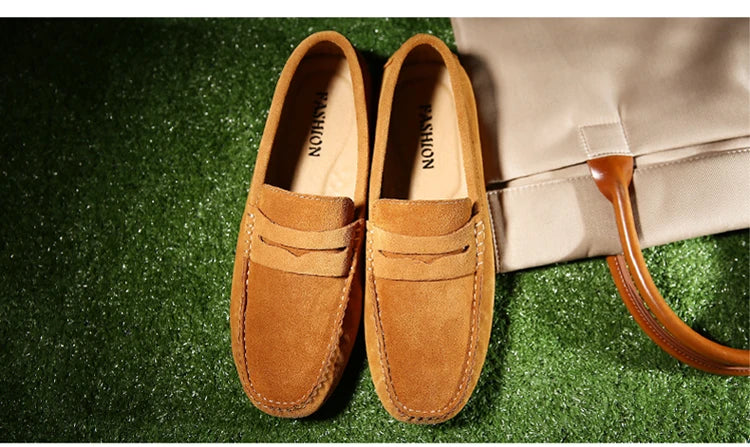 Men's Casual Fashion Genuine Leather Loafers Moccasins Slip-On Driving Shoes 38-50 Size Range Male Flats Comfort Footwear