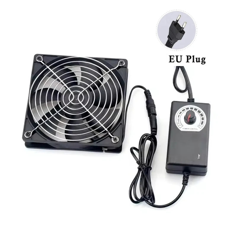 220V 12V Cooling Exhaust Fans with Controller 12cm for GPU VGA Btc Machine Workstation Cabinet Radiator Server Fan