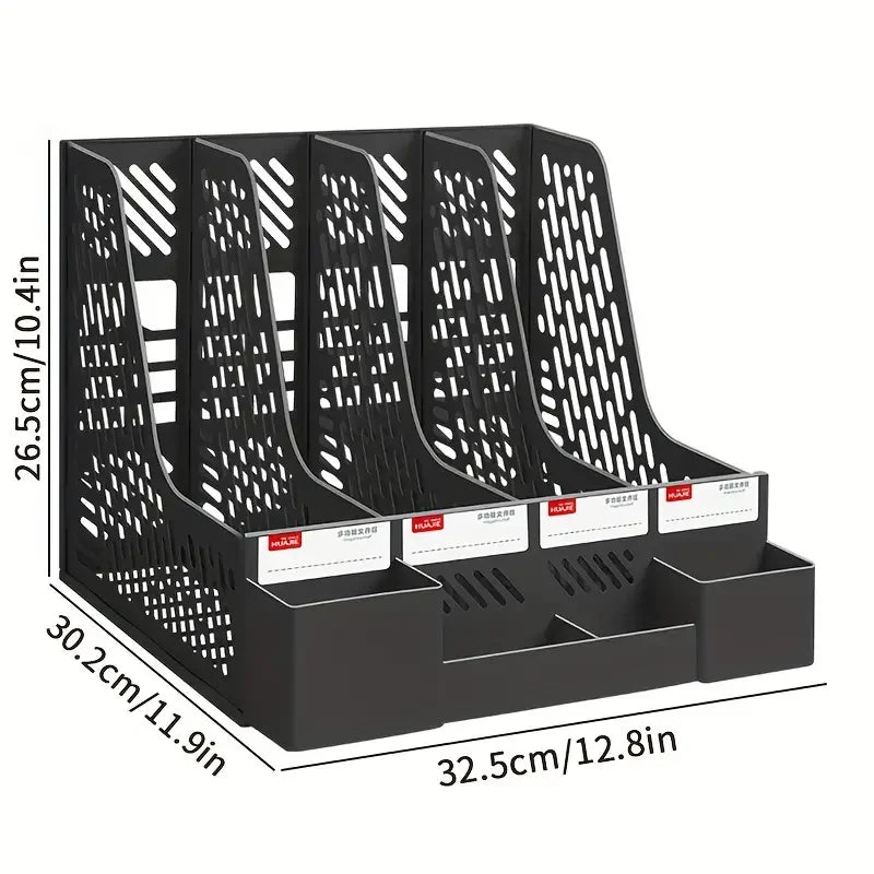 4-compartment Desk Organizer With Pen Holder Bookshelf Organizers Stationery Accessories Office School Supplies