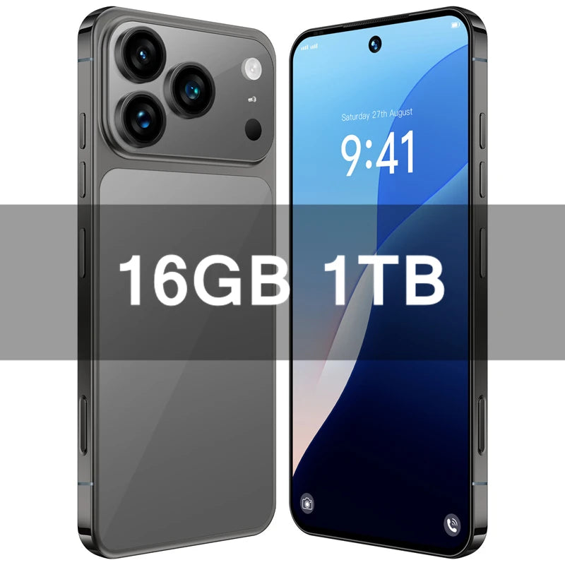 HOT i17 Pro Max Original 2026 7.0HD Global Edition Android 15 Smart Facial Function Dual Card 8000mAh Battery Recognition GG2