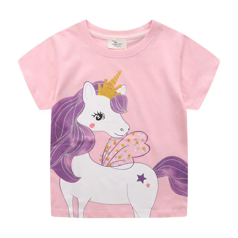 Jumping Meters 2-7T Animals Print 100% Cotton Baby Girls Tees Cotton Summer Toddler Clothes Kids Tops Children's Tshirts