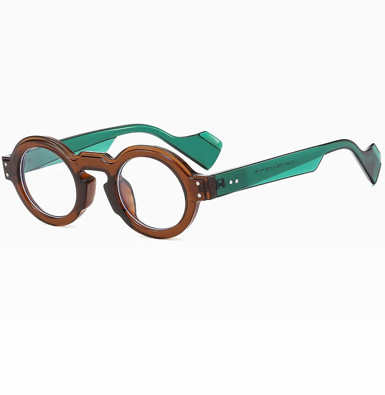 Round Sunglasses Women Men Punk Double Color Shades Retro Rivets Decoration Trending Sun Glasses Clear Lens Frame UV400