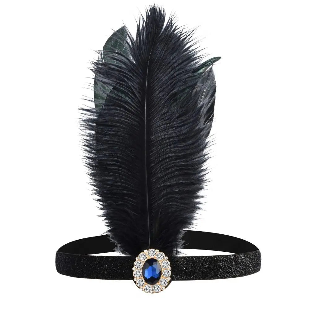 Hair Accessories Feather Headwear Tassel Diamond Cosplay Dress Headwear Black Makeup Party Masquerade Hair Band Women Hairband