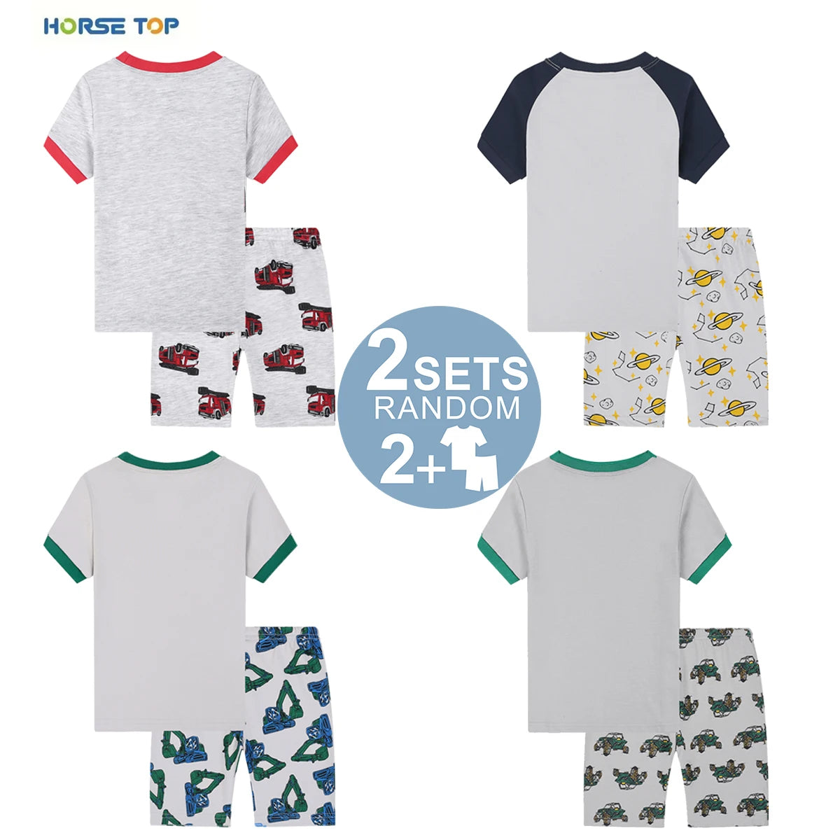 Random Set of 2 Toddler Pajamas for boy 2-Piece PJs Cotton Pyjama Sets Sleepwear 2-9Y