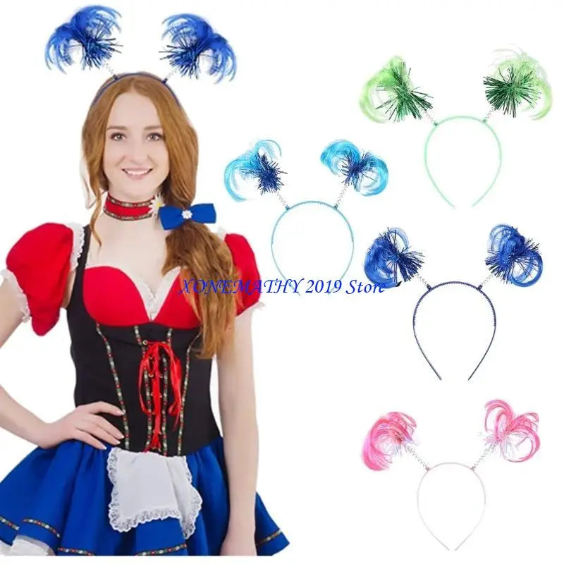 F42F Costume Accessories Feathers Ponytails Headband Color Tinsel Wrapped Headband