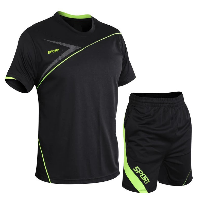 Sports suit men's summer fitness short sleeved T-shirt men's quick drying clothes running loose casual sportswear large size